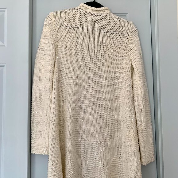 Calypso St. Barths white cotton sequin cardigan, size S - Picture 2 of 4